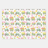 水色トラクターかわいい豚ファーム ラッピングペーパーシート (正面3)