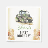 水色トラクターバースデーパーティー スタンダードカクテルナプキン (正面)