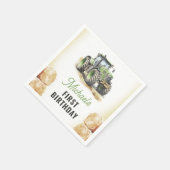 水色トラクターバースデーパーティー スタンダードカクテルナプキン (角)