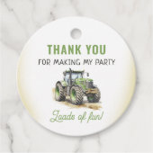水色トラクターバースデーパーティー フェイバータグ (正面)
