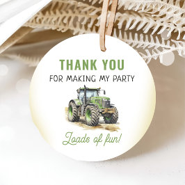 水色トラクターバースデーパーティー フェイバータグ
