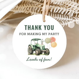 水色トラクターバースデーパーティー フェイバータグ