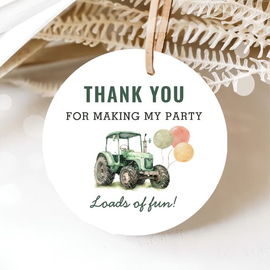 水色トラクターバースデーパーティー フェイバータグ