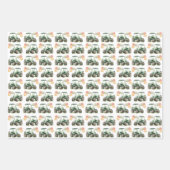 水色トラクターバースデーパーティー ラッピングペーパーシート (正面2)