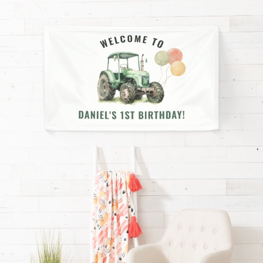 水色トラクターバースデーパーティー 横断幕 (インサイチュ)