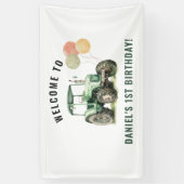 水色トラクターバースデーパーティー 横断幕 (縦)