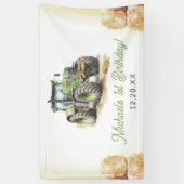 水色トラクターバースデーパーティー 横断幕 (縦)