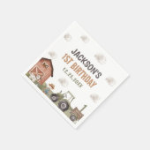 水色トラクターファーム1st誕生日 スタンダードカクテルナプキン (角)