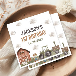 水色トラクターファーム1st誕生日 スタンダードカクテルナプキン