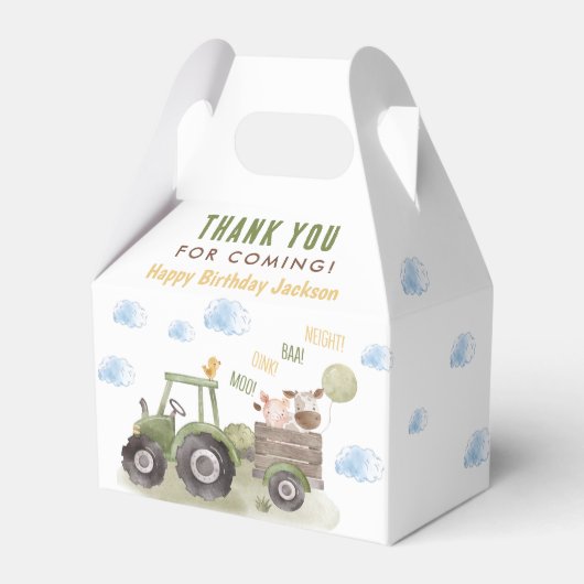 水色トラクターファーム1st誕生日 フェイバーボックス (正面サイド)