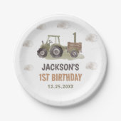 水色トラクターファーム1st誕生日 ペーパープレート (正面)