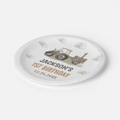 水色トラクターファーム1st誕生日 ペーパープレート (アングル)