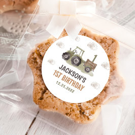 水色トラクターファーム1st誕生日 ラウンドシール