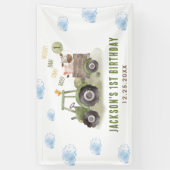 水色トラクターファーム1st誕生日 横断幕 (縦)