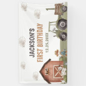 水色トラクターファーム1st誕生日 横断幕 (縦)