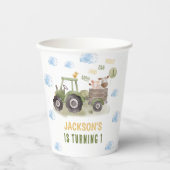 水色トラクターファーム1st誕生日 紙コップ (正面)