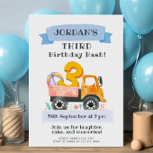 水色トラックの三番目の誕生日パーティよくはしゃぐー 招待状