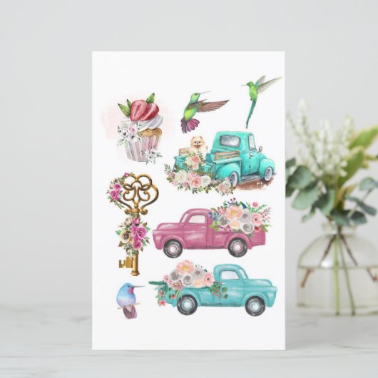 水色トラック鍵鳥の切り取りとコラージュ (スタンド正面)