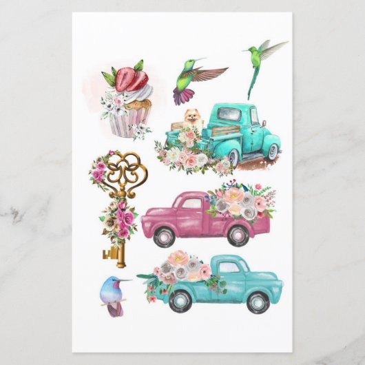 水色トラック鍵鳥の切り取りとコラージュ (正面)