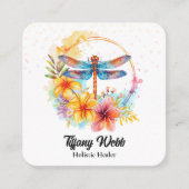 水色トンボと花 スクエア名刺 (正面)