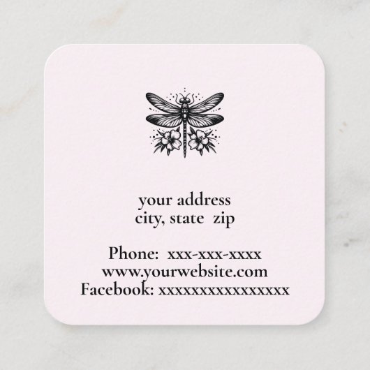 水色トンボと花 スクエア名刺 (裏面)