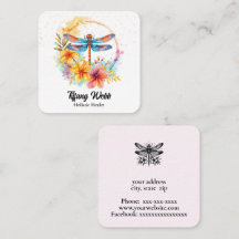 水色トンボと花