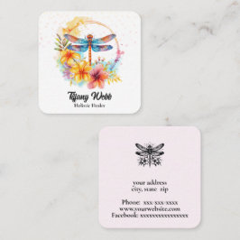 水色トンボと花 スクエア名刺