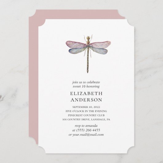 水色トンボ甘い16.薄紫16歳 招待状 (正面/裏面)
