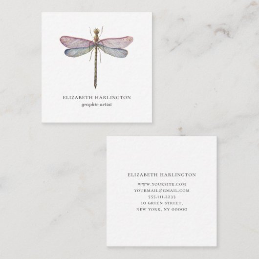 水色トンボ。プロフェッショナル美容師 スクエア名刺 (正面/裏面)