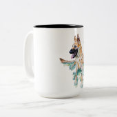 水色ドイツの羊飼いマリノワXOXO犬 ツートーンマグカップ (正面左)