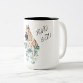 水色ドイツの羊飼いマリノワXOXO犬 ツートーンマグカップ (正面右)