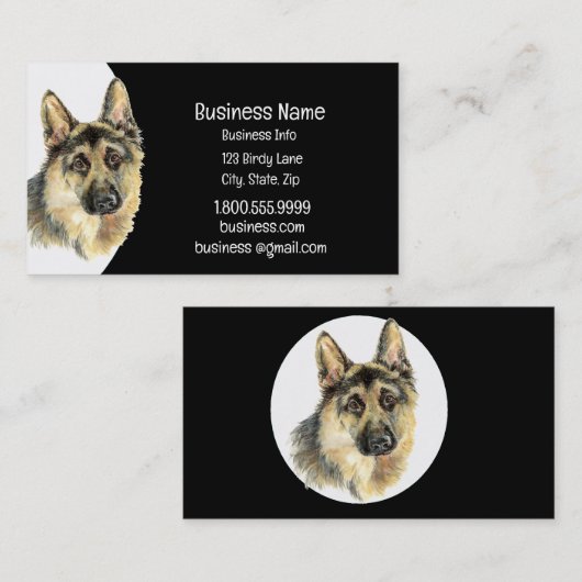 水色ドイツの羊飼い犬の動物ペット 名刺 (正面/裏面)