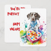 水色ドイツ語ショートヘアハートボックスノートカード サンキューカード (正面/裏面)