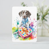 水色ドイツ語ショートヘアハートボックスノートカード サンキューカード (スタンド正面)