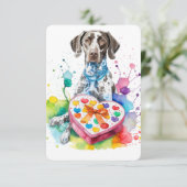 水色ドイツ語ショートヘアハートボックスノートカード サンキューカード (スタンド正面)