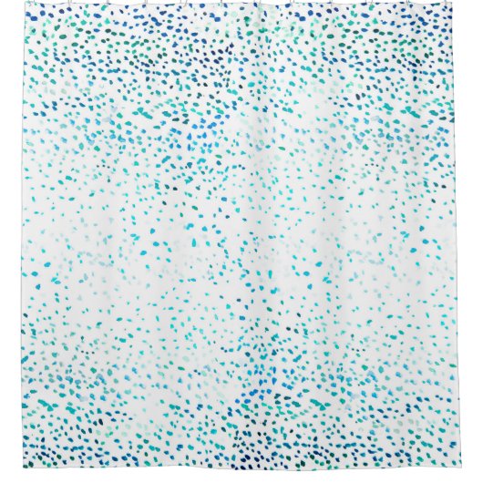 水色ドットグラデーションパターン シャワーカーテン (正面)