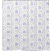 水色ドット紫、ピンクのシャワーカーテン シャワーカーテン (正面)