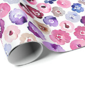 水色ドット花のパターン ラッピングペーパー (ロールコーナー)