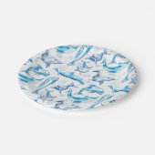 水色ドルフィンフィッシュシームレスパターン、イルカ ペーパープレート (アングル)