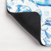 水色ドルフィンフィッシュシームレスパターン、イルカ マウスパッド (コーナー)