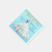 水色ドレスブルー王室の金ゴールドスウィート16誕生日 スタンダードカクテルナプキン (角)