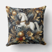 水色ネイビーと金ゴールドホースホリデーモチーフ クッション (裏面)