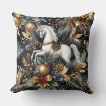 水色ネイビーと金ゴールドホースホリデーモチーフ