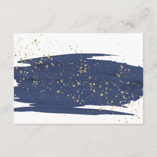 水色ネイビーと金ゴールド結婚の詳細カード エンクロージャーカード (裏面)