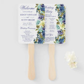 水色ネイビーと青結婚の花 ハンドファン (正面&裏面)