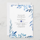 水色ネイビーインディゴ葉リハーサルディナー 招待状 (正面)