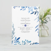水色ネイビーインディゴ葉リハーサルディナー 招待状 (スタンド正面)