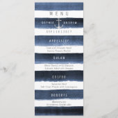 水色ネイビーストライプビーチ結婚式メニュー メニュー (正面)