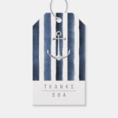 水色ネイビーストライプビーチ結婚式 ギフトタグ (正面)