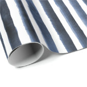水色ネイビーストライプビーチ結婚式 ラッピングペーパー (ロールコーナー)